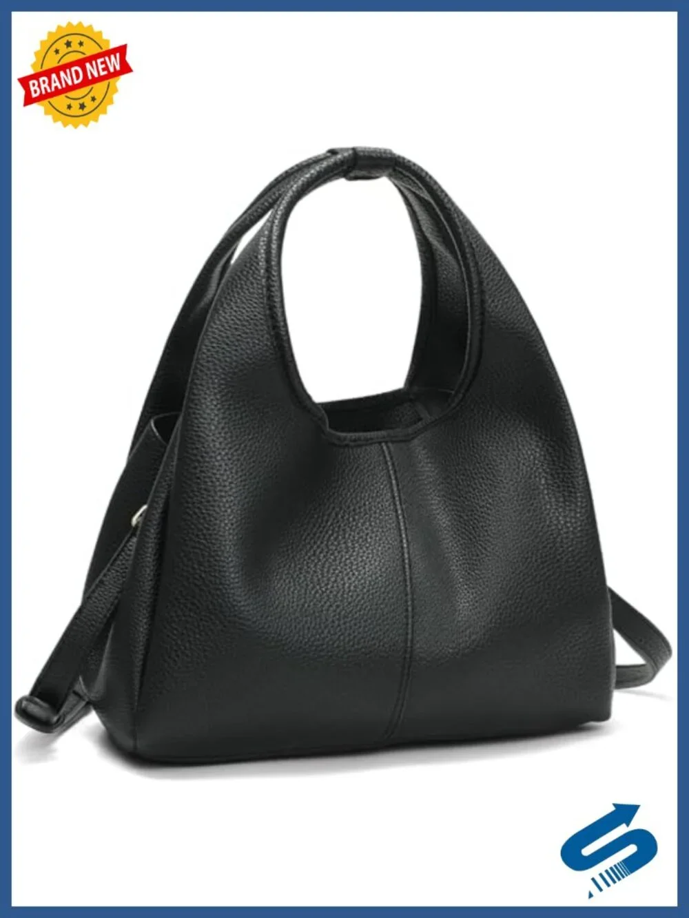Faux Leather Crossbody Purse for Women - Small Tote Satchel Handbag with 2